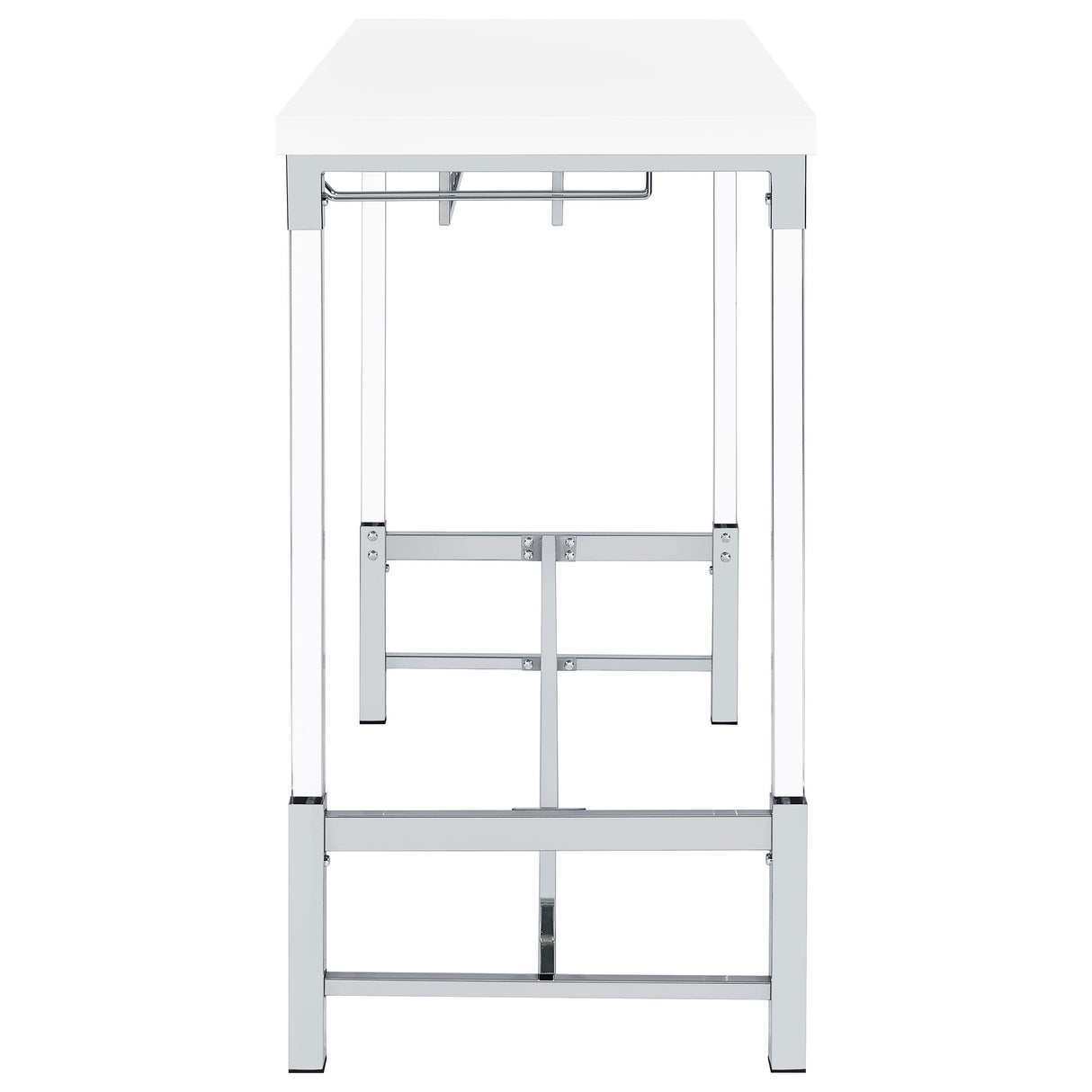  Coaster Furniture Norcrest 182101 47-inch Acrylic Leg Bar Table - White High Gloss IMAGE 5