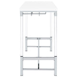  Coaster Furniture Norcrest 182101 47-inch Acrylic Leg Bar Table - White High Gloss IMAGE 5