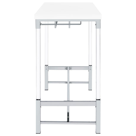  Coaster Furniture Norcrest 182101 47-inch Acrylic Leg Bar Table - White High Gloss IMAGE 5