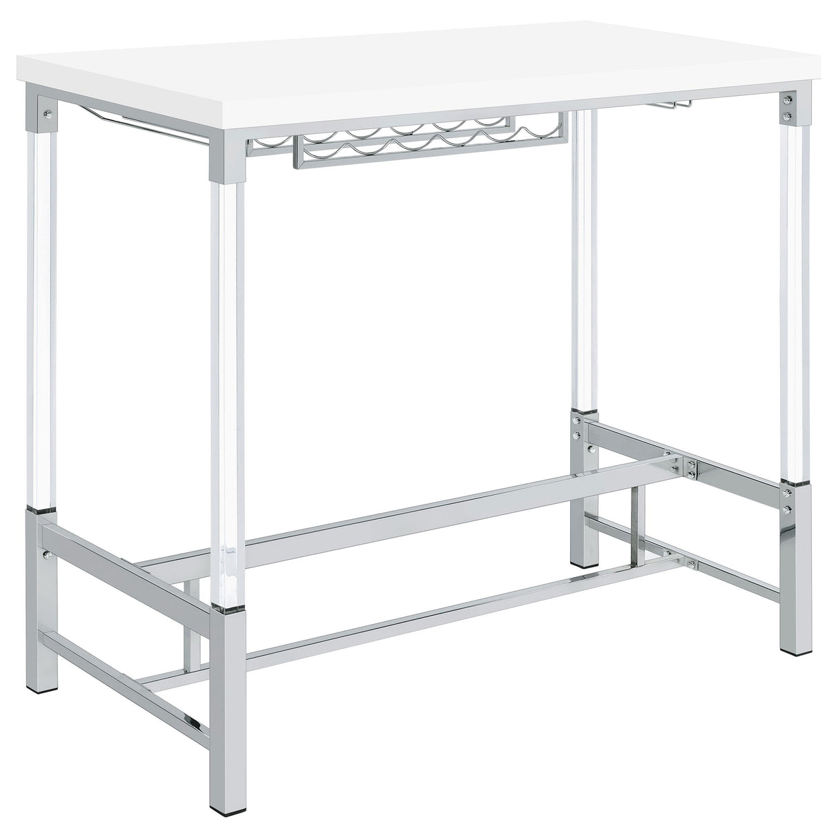  Coaster Furniture Norcrest 182101 47-inch Acrylic Leg Bar Table - White High Gloss IMAGE 6