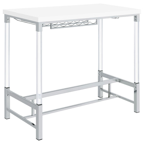  Coaster Furniture Norcrest 182101 47-inch Acrylic Leg Bar Table - White High Gloss IMAGE 6