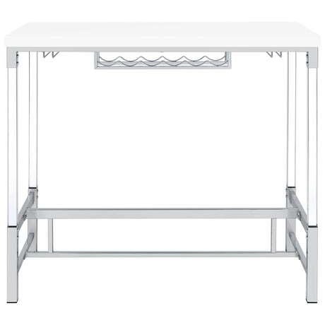  Coaster Furniture Norcrest 182101 47-inch Acrylic Leg Bar Table - White High Gloss IMAGE 7
