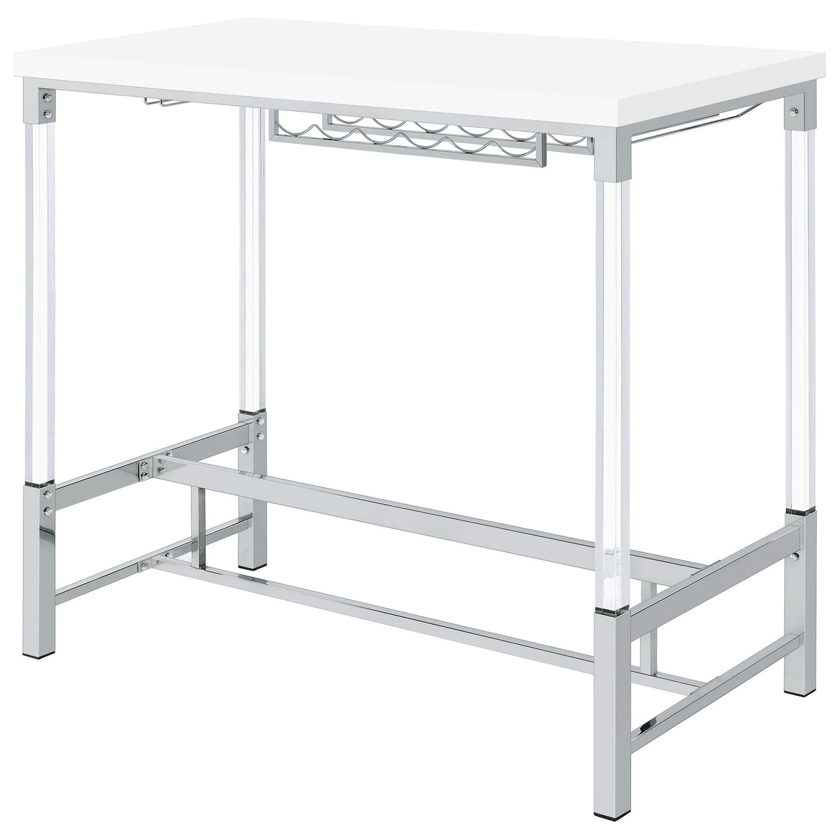  Coaster Furniture Norcrest 182101 47-inch Acrylic Leg Bar Table - White High Gloss IMAGE 8