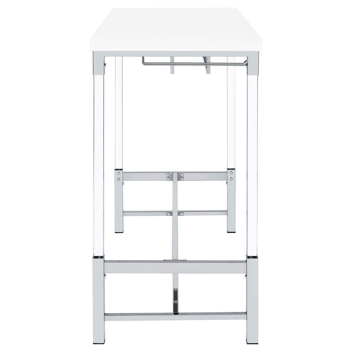  Coaster Furniture Norcrest 182101 47-inch Acrylic Leg Bar Table - White High Gloss IMAGE 9