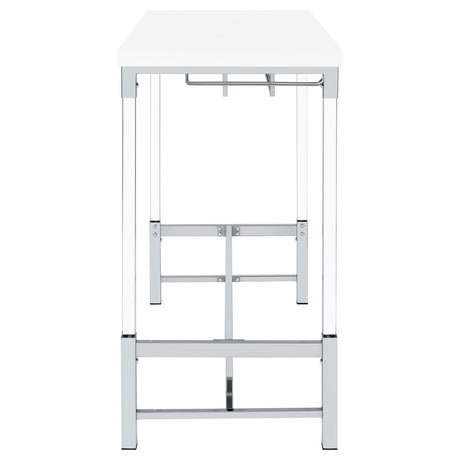  Coaster Furniture Norcrest 182101 47-inch Acrylic Leg Bar Table - White High Gloss IMAGE 9
