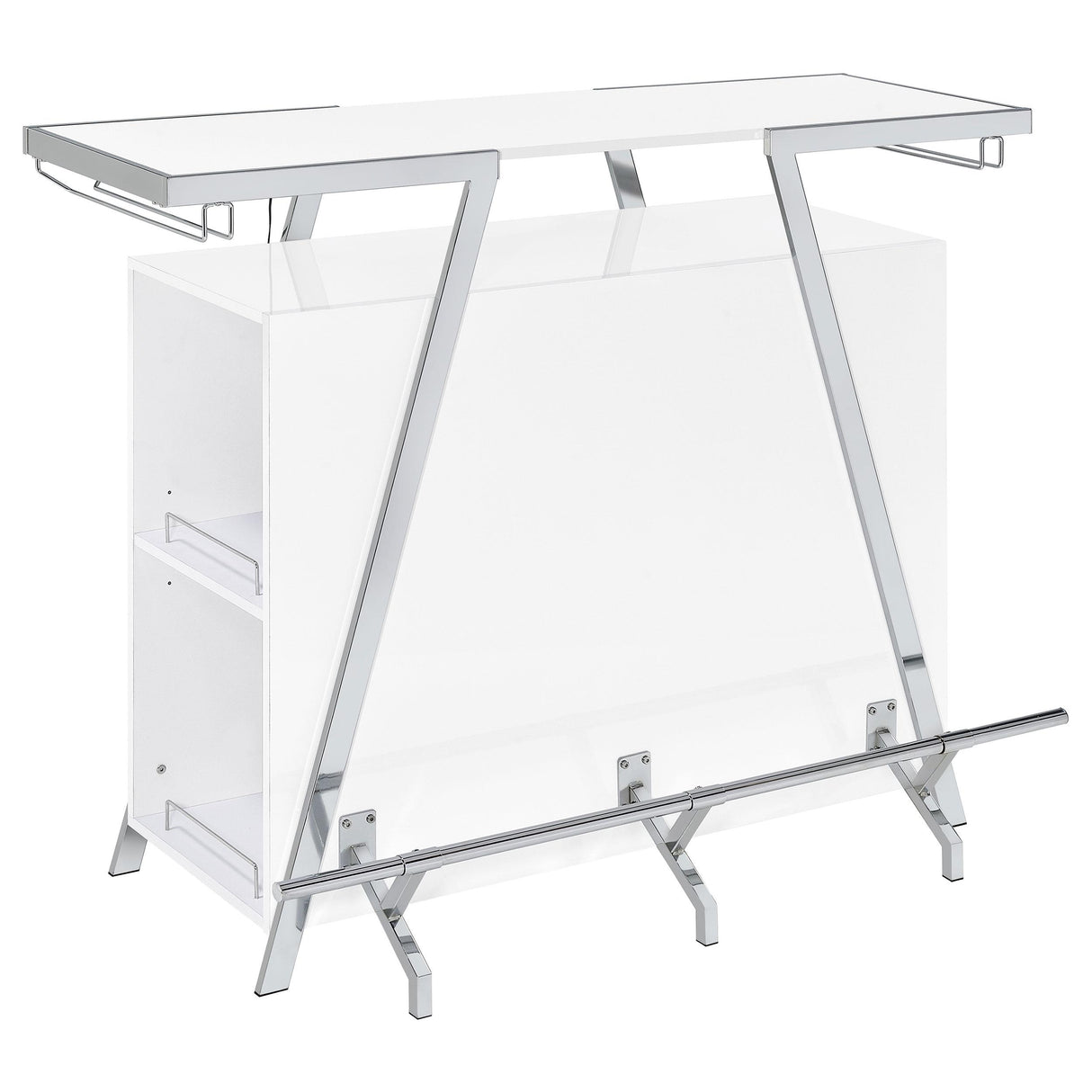  Coaster Furniture Araceli 182355 Freestanding LED Home Bar Cabinet - White High Gloss IMAGE 1