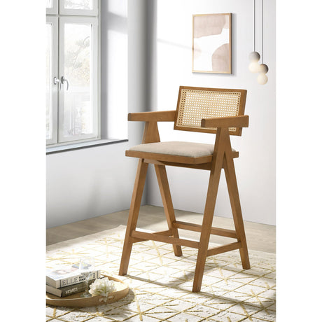  Coaster Furniture Kane 182677 Woven Rattan Wood Bar Chair - Light Walnut IMAGE 2
