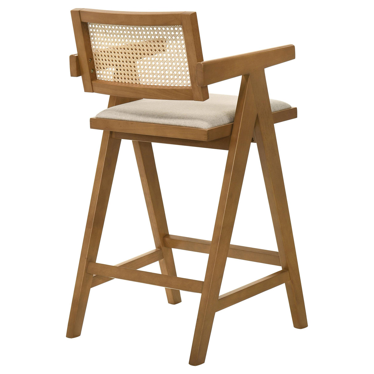  Coaster Furniture Kane 182677 Woven Rattan Wood Bar Chair - Light Walnut IMAGE 7