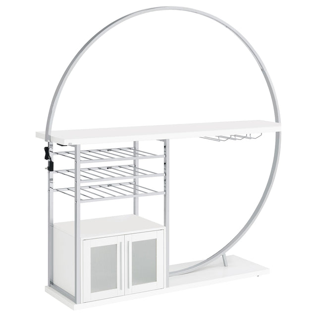  Coaster Furniture Risley 182798 2-door Circular LED Home Bar Cabinet - White High Gloss IMAGE 1