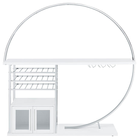  Coaster Furniture Risley 182798 2-door Circular LED Home Bar Cabinet - White High Gloss IMAGE 13