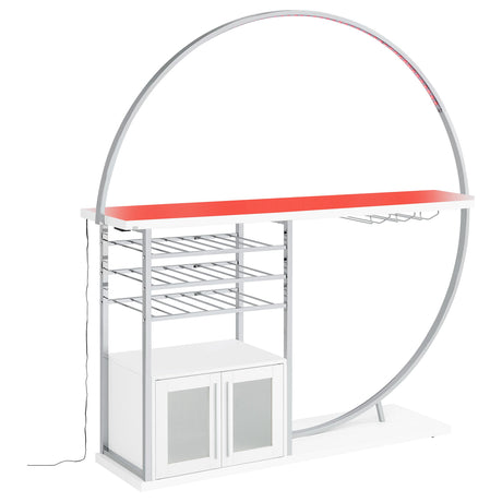  Coaster Furniture Risley 182798 2-door Circular LED Home Bar Cabinet - White High Gloss IMAGE 4