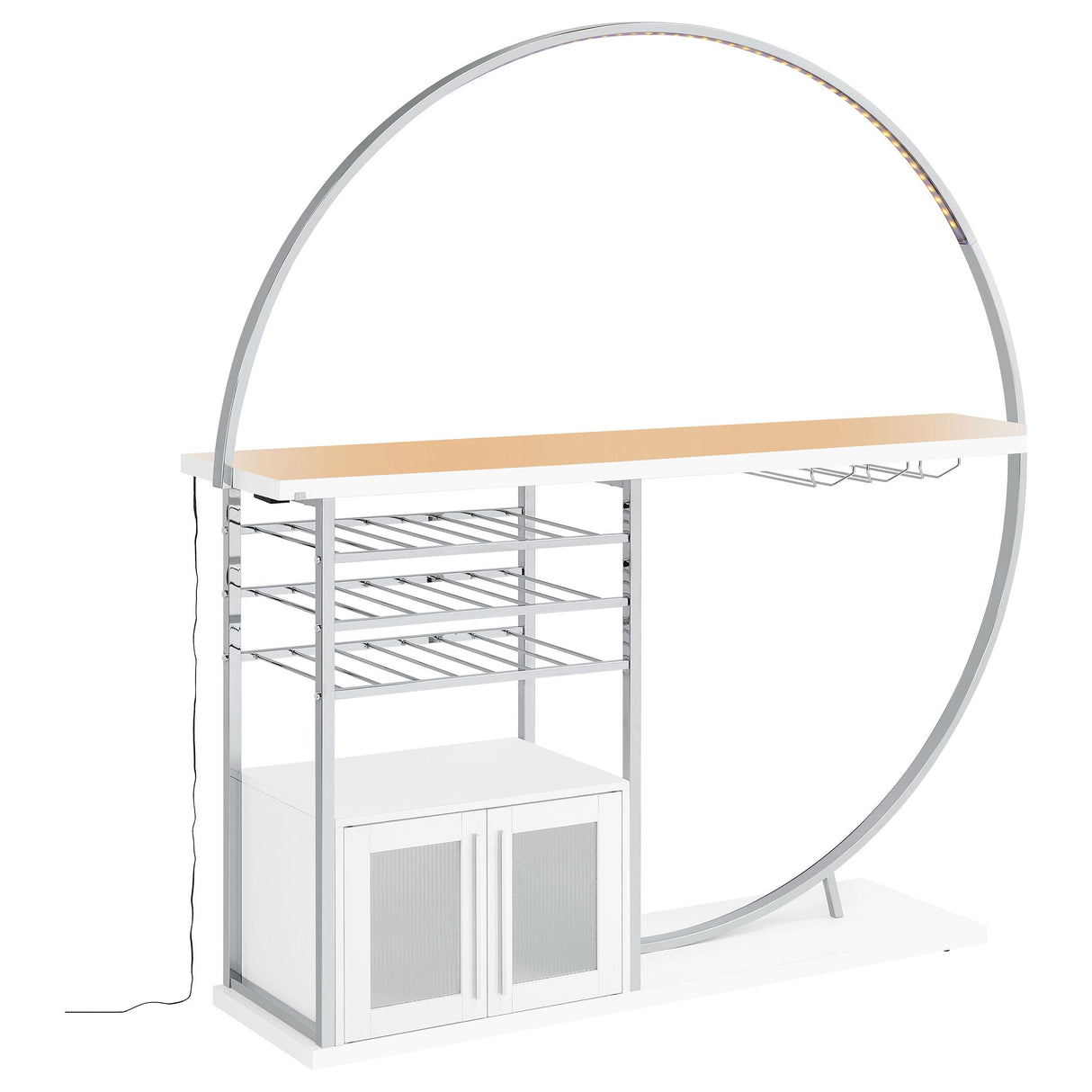  Coaster Furniture Risley 182798 2-door Circular LED Home Bar Cabinet - White High Gloss IMAGE 5