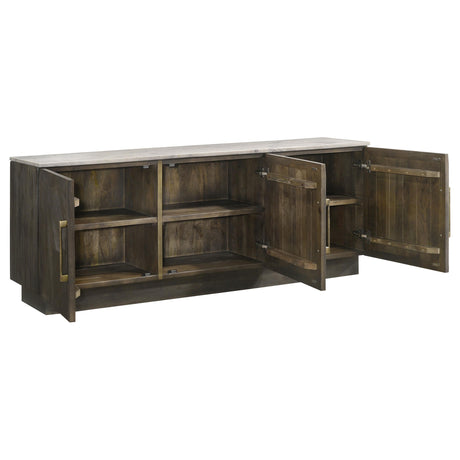  Coaster Furniture Dennis 190655 3-door Marble Top Sideboard Buffet - Tobacco Grey IMAGE 2