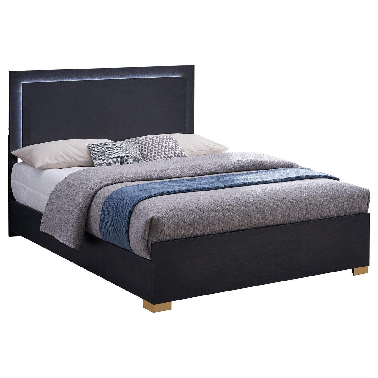  Coaster Furniture Marceline 222831Q Wood Queen LED Panel Bed - Black IMAGE 4