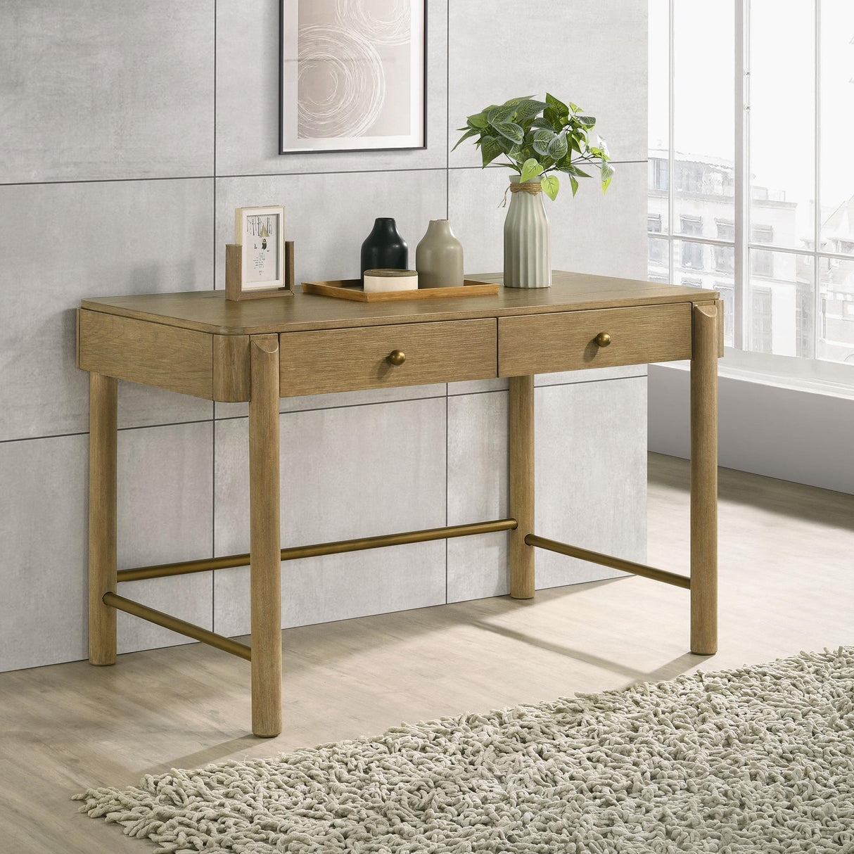  Coaster Furniture Arini 224307 2-Drawer Vanity Desk Makeup Table - Sand Wash IMAGE 7