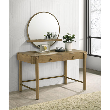  Coaster Furniture Arini 224308 Round Vanity Wall Mirror with Shelf - Sand Wash IMAGE 4