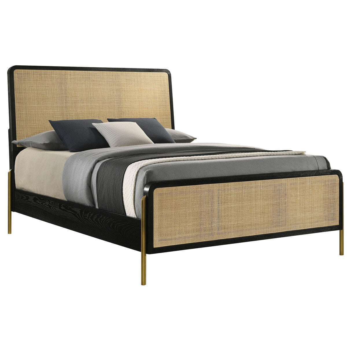  Coaster Furniture Arini 224330KE Rattan Eastern King Panel Bed - Black and Natural IMAGE 3