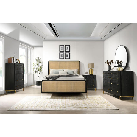  Coaster Furniture Arini 224330Q Rattan Queen Panel Bed - Black and Natural IMAGE 5