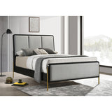  Coaster Furniture Arini 224331Q Upholstered Queen Panel Bed - Black and Grey IMAGE 2