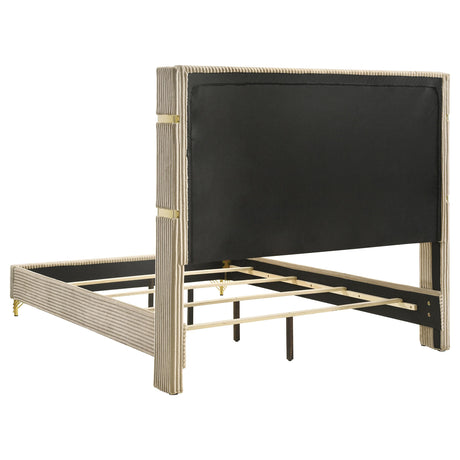  Coaster Furniture Lucia 224731KE 61-inch Upholstered Eastern King Wingback Bed - Beige IMAGE 3