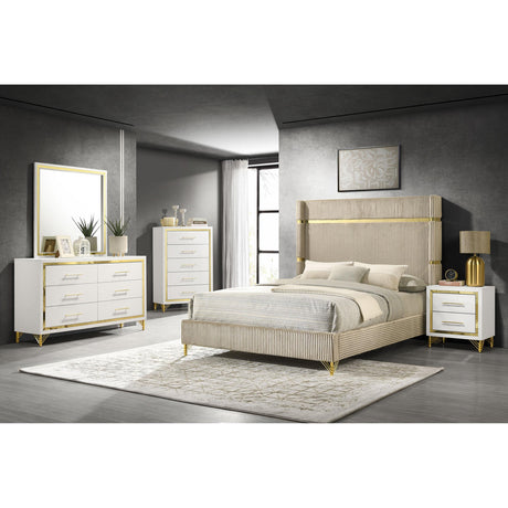  Coaster Furniture Lucia 224731KE 61-inch Upholstered Eastern King Wingback Bed - Beige IMAGE 5