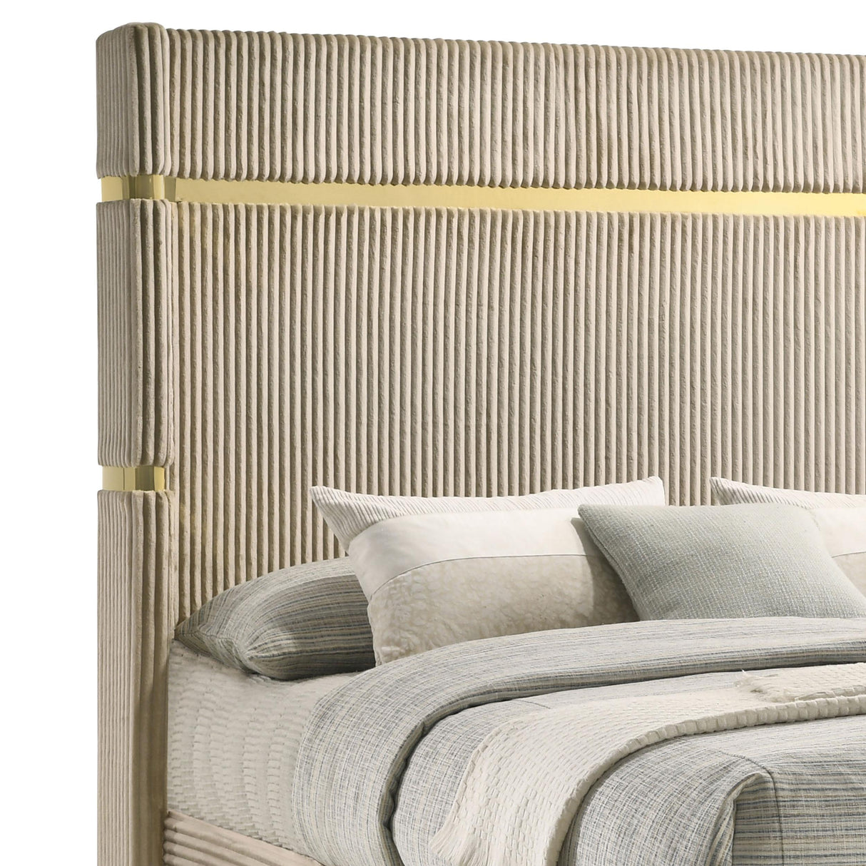  Coaster Furniture Lucia 224731KE 61-inch Upholstered Eastern King Wingback Bed - Beige IMAGE 6