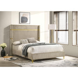  Coaster Furniture Lucia 224731Q 61-inch Upholstered Queen Wingback Bed - Beige IMAGE 2