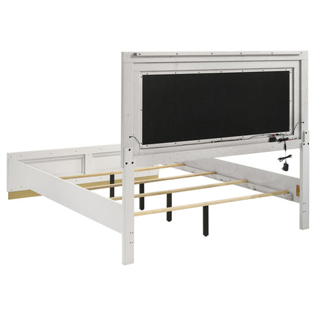 Coaster Furniture Caraway 224771KE Wood Eastern King LED Panel Bed - White IMAGE 3