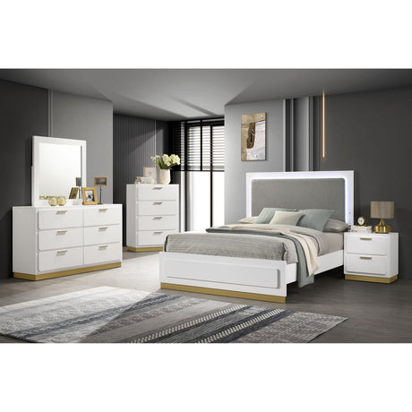  Coaster Furniture Caraway 224771KE Wood Eastern King LED Panel Bed - White IMAGE 5