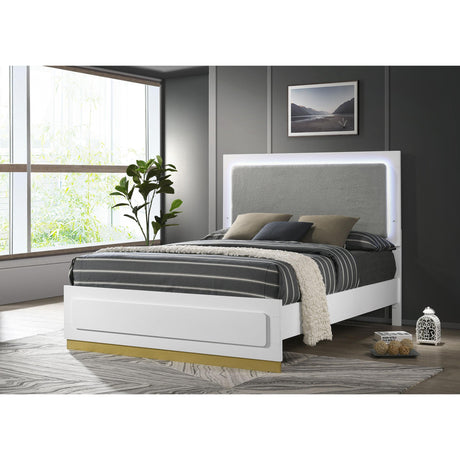  Coaster Furniture Caraway 224771Q Wood Queen LED Panel Bed - White IMAGE 2