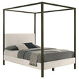  Coaster Furniture Monroe 300834KE Upholstered Eastern King Canopy Bed - Vanilla IMAGE 1