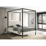  Coaster Furniture Monroe 300834KE Upholstered Eastern King Canopy Bed - Vanilla IMAGE 2