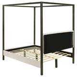  Coaster Furniture Monroe 300834Q Upholstered Queen Canopy Bed - Vanilla IMAGE 4