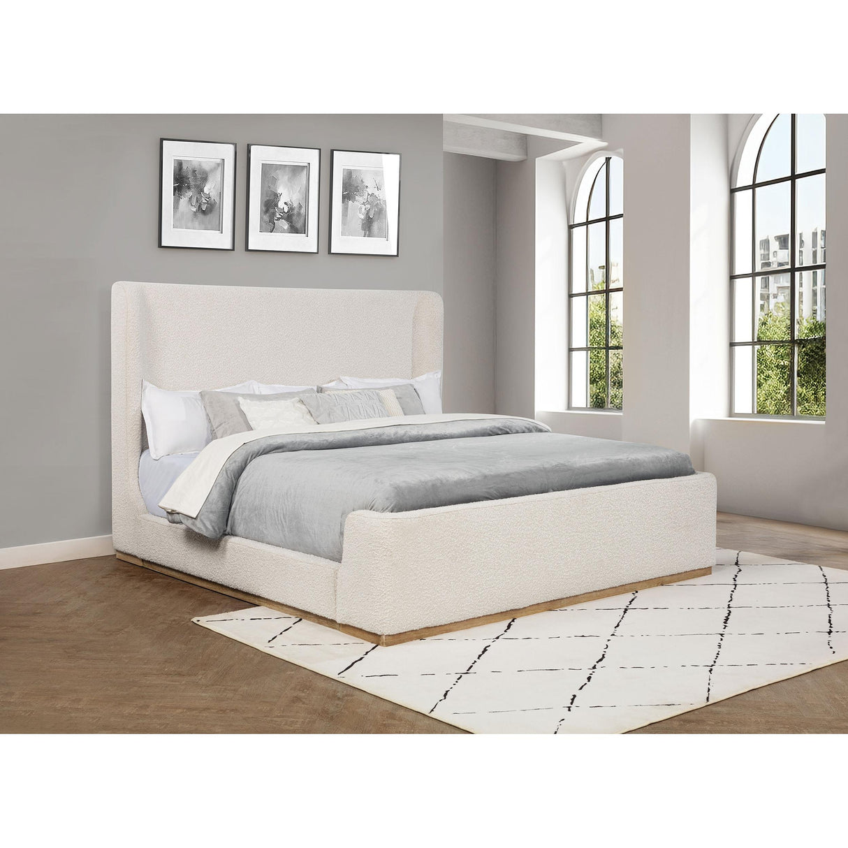  Coaster Furniture Nala 302046KE Upholstered Eastern King Sleigh Bed - Cream IMAGE 2