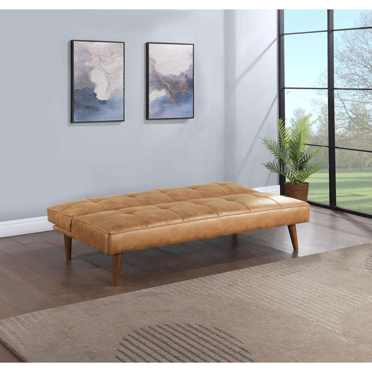  Coaster Furniture Jenson 360234 Upholstered Tufted Convertible Sofa Bed - Saddle Brown IMAGE 3