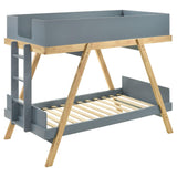  Coaster Furniture Frankie 460572T Wood Twin Over Twin Bunk Bed - Blue and Natural IMAGE 1