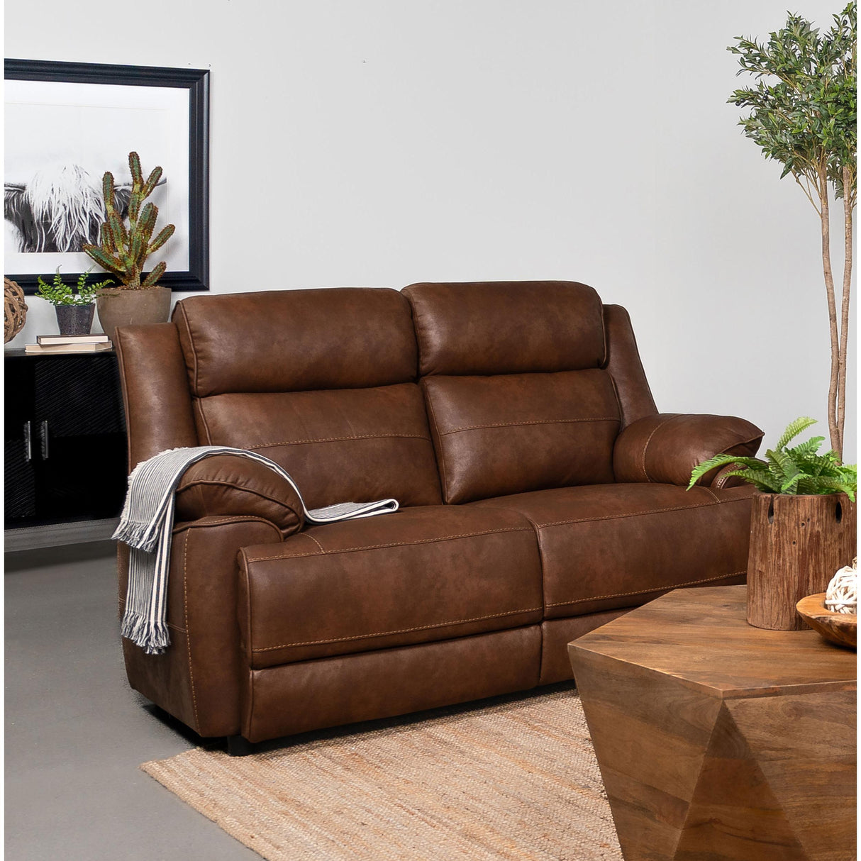  Coaster Furniture Ellington 508282 Upholstered Padded Arm Loveseat - Dark Brown IMAGE 2
