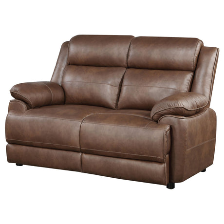  Coaster Furniture Ellington 508282 Upholstered Padded Arm Loveseat - Dark Brown IMAGE 4