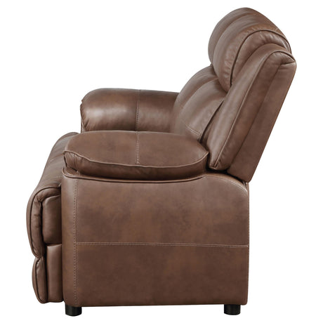  Coaster Furniture Ellington 508282 Upholstered Padded Arm Loveseat - Dark Brown IMAGE 5