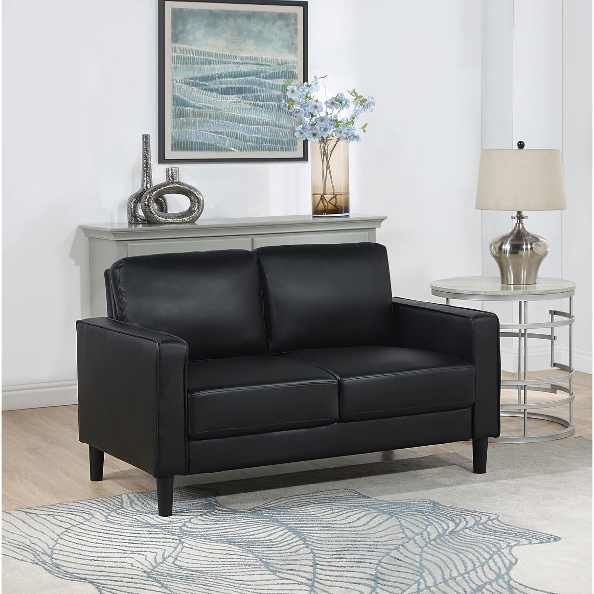  Coaster Furniture Ruth 508362 Upholstered Track Arm Loveseat - Black IMAGE 2