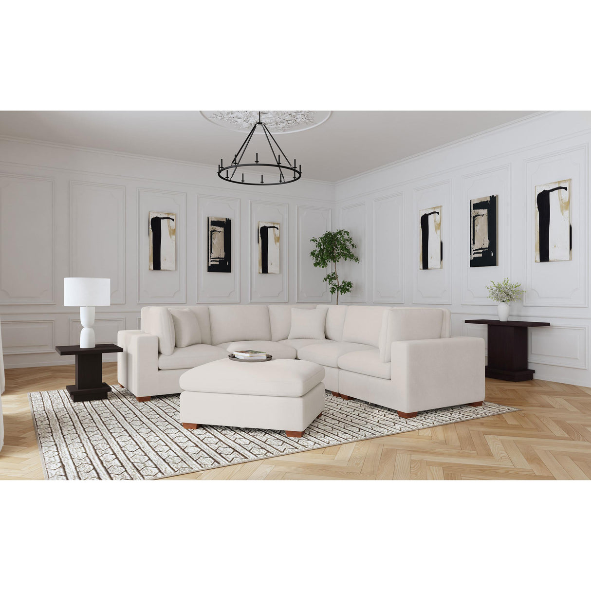  Coaster Furniture Lakeview 551461-SETA 5 pc Upholstered Modular Sectional Sofa - Ivory IMAGE 5
