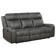  Coaster Furniture Raelynn 603191 Upholstered Track Arm Motion Sofa - Grey IMAGE 1