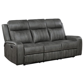  Coaster Furniture Raelynn 603191 Upholstered Track Arm Motion Sofa - Grey IMAGE 1