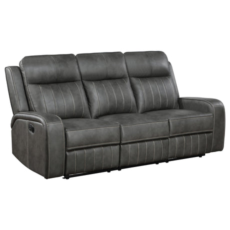  Coaster Furniture Raelynn 603191 Upholstered Track Arm Motion Sofa - Grey IMAGE 1