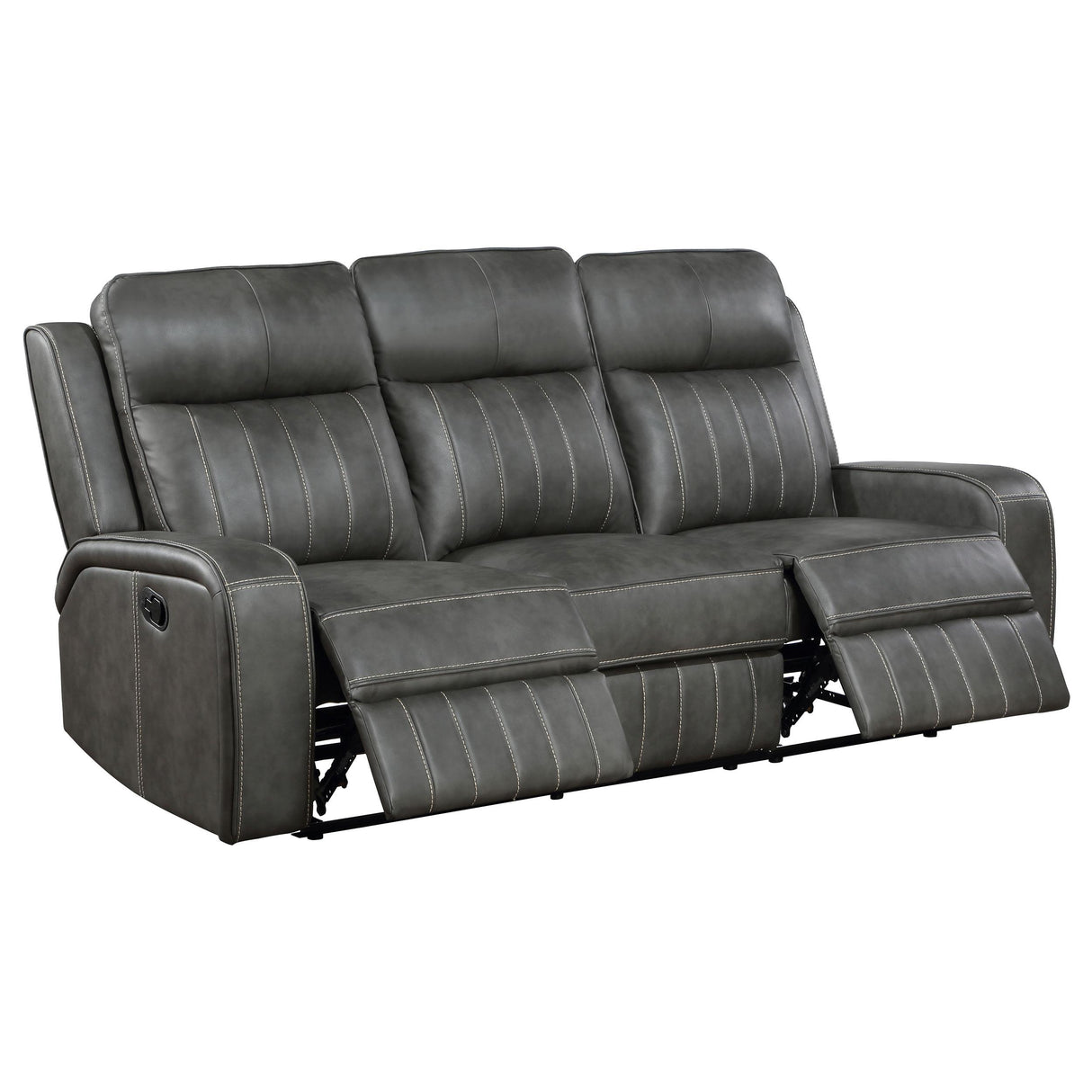  Coaster Furniture Raelynn 603191 Upholstered Track Arm Motion Sofa - Grey IMAGE 3