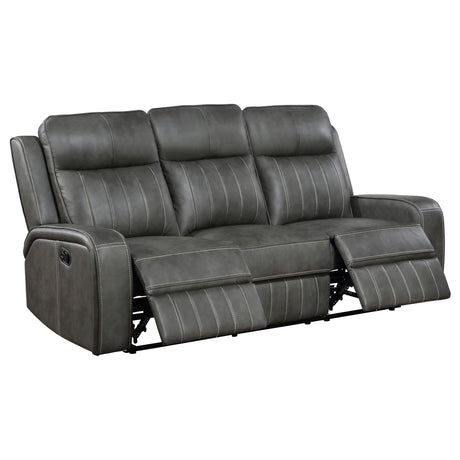  Coaster Furniture Raelynn 603191 Upholstered Track Arm Motion Sofa - Grey IMAGE 3