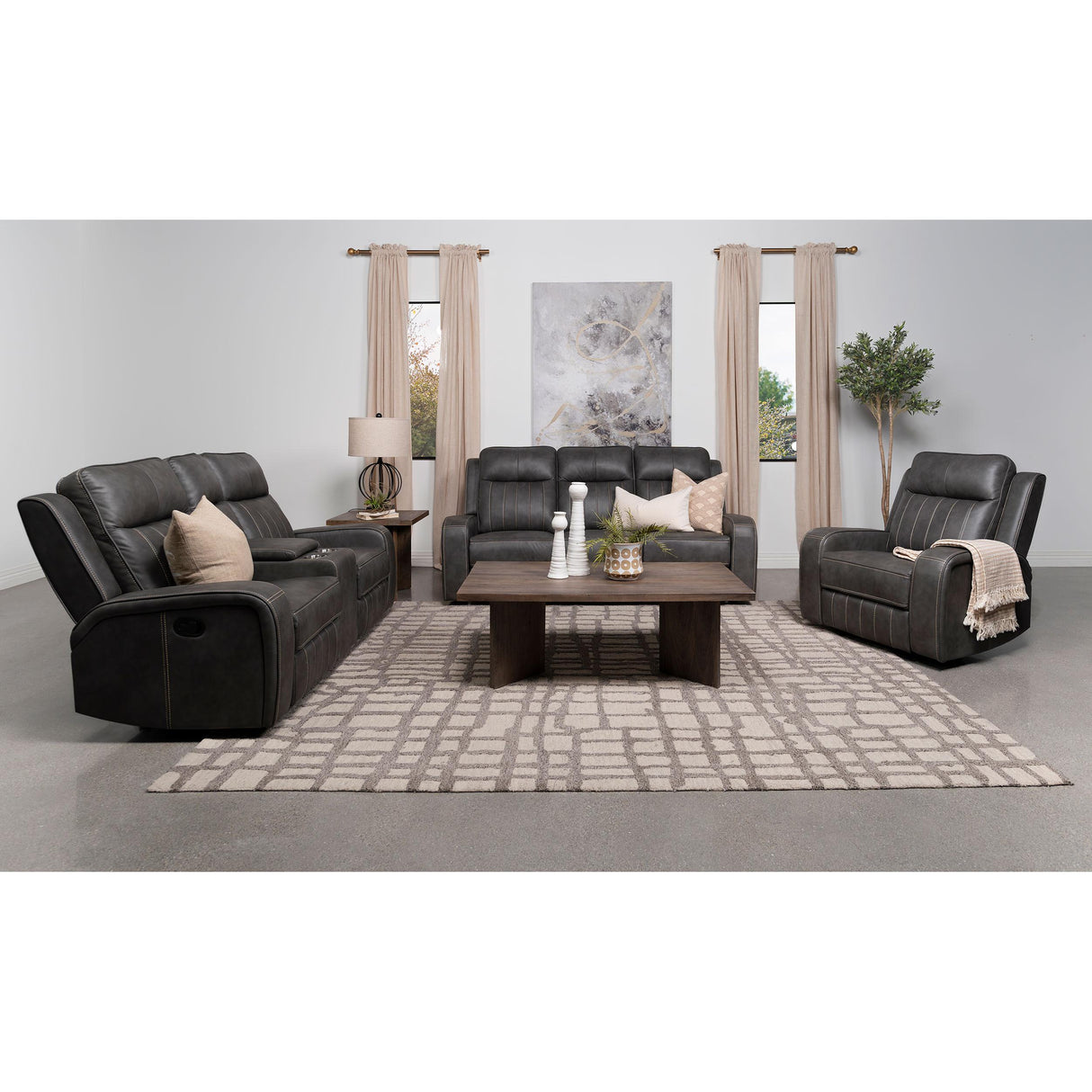  Coaster Furniture Raelynn 603191 Upholstered Track Arm Motion Sofa - Grey IMAGE 8