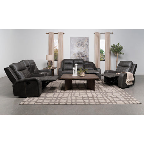  Coaster Furniture Raelynn 603191 Upholstered Track Arm Motion Sofa - Grey IMAGE 9