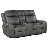  Coaster Furniture Raelynn 603192 Upholstered Track Arm Motion Loveseat - Grey IMAGE 1