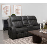  Coaster Furniture Raelynn 603192 Upholstered Track Arm Motion Loveseat - Grey IMAGE 2